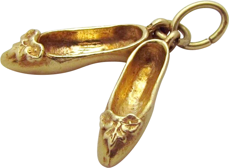 Vintage 14k Gold 3d Ballet Shoes Dance Slippers Charm - Charm Bracelet (785x785), Png Download