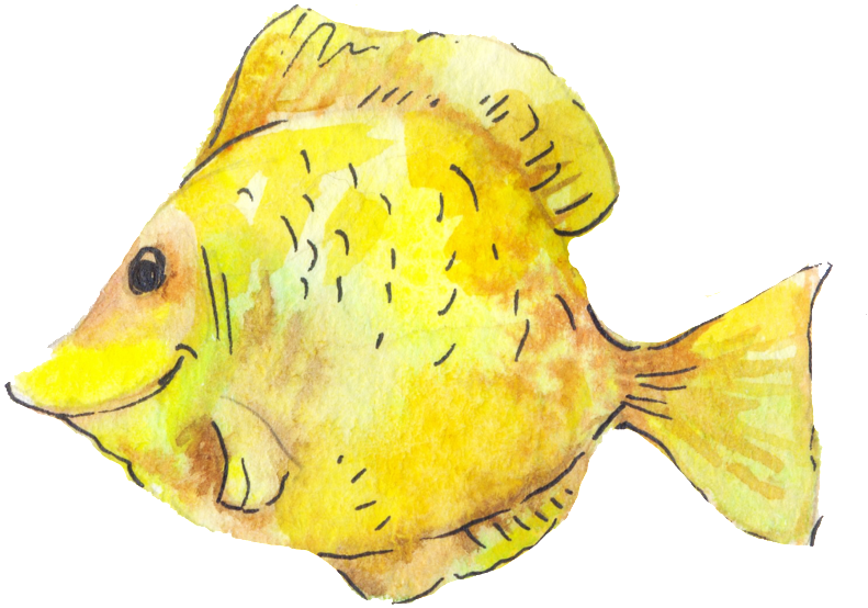 Yellow Small Fish Png Transparent - Watercolor Painting (1024x800), Png Download