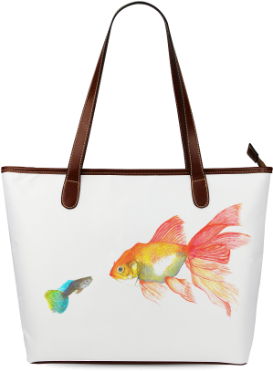 Big Fish Small Fish Shoulder Tote Bag - Customized Ice Cream Fashion Designed Waterproof Fabric (500x500), Png Download