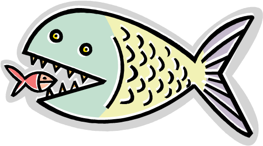 Small Fish And Big Fish (532x300), Png Download