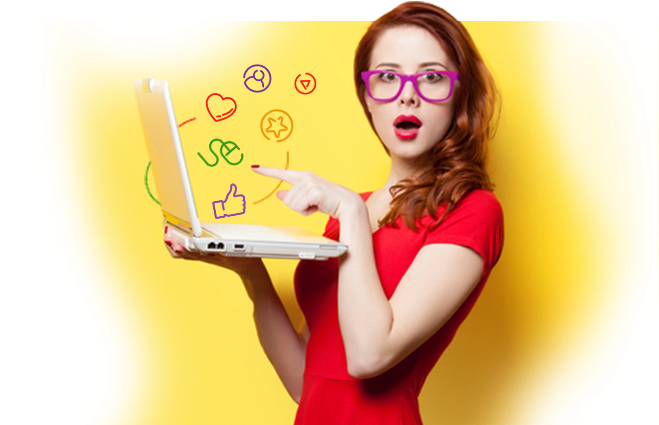 Ads Center - Surprised Woman With Yellow (666x424), Png Download