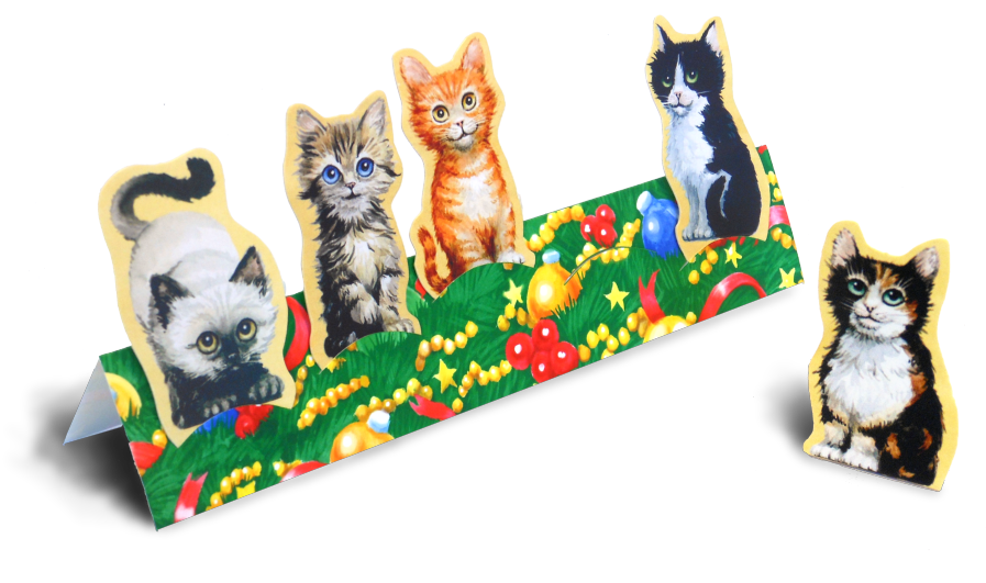Cat Mini Xmas Print Med - Christmas Cats Frame Png (921x532), Png Download