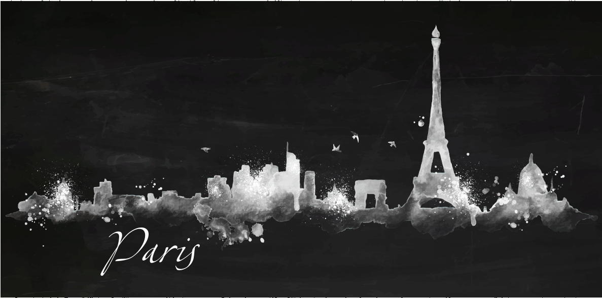 Sticker Paris Design Peint Ambiance Sticker Col Sand - East Urban Home 'paris Dark Silhouette' Graphic Art (1200x1200), Png Download