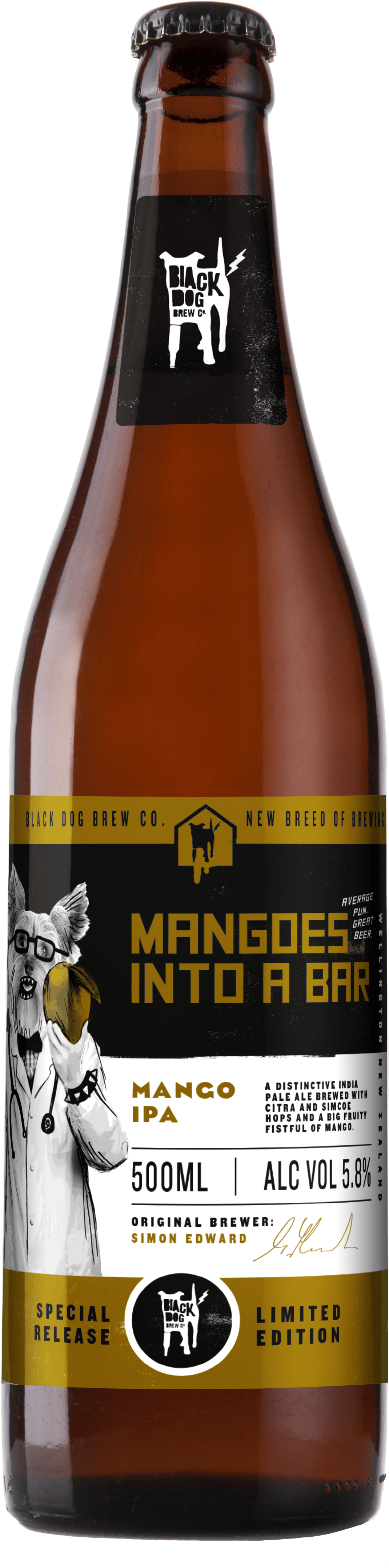 Mangoes Into A Bar Black Dog 500ml - Black Dog Beer (3744x5616), Png Download