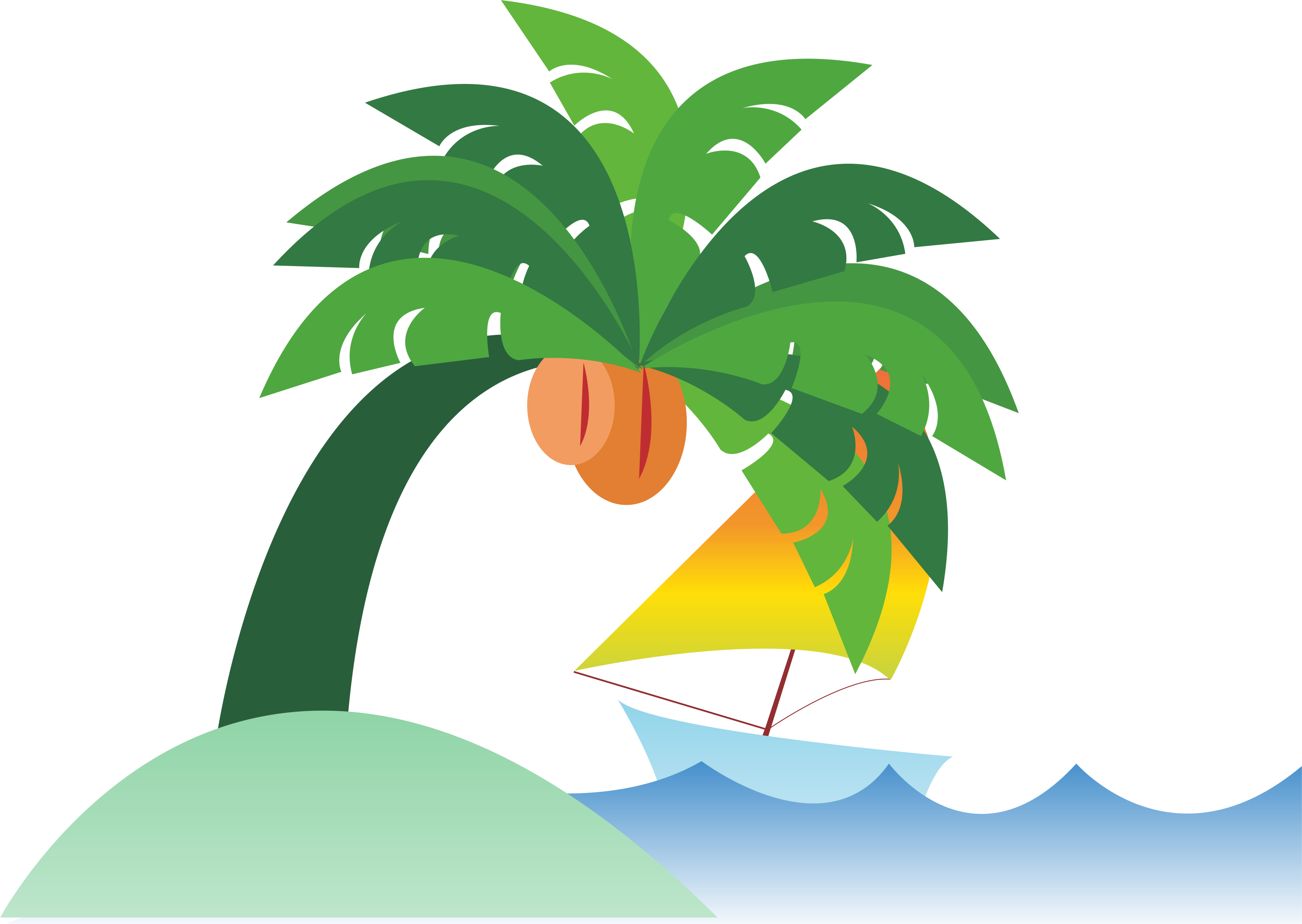 Sea Coconut Png - Coconut Tree Flat Design (3177x2257), Png Download