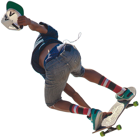 A Young Man Skating Through The Air In Jean Shorts - Xiaomi Yi Handheld Gimbal Stabilizer (450x450), Png Download