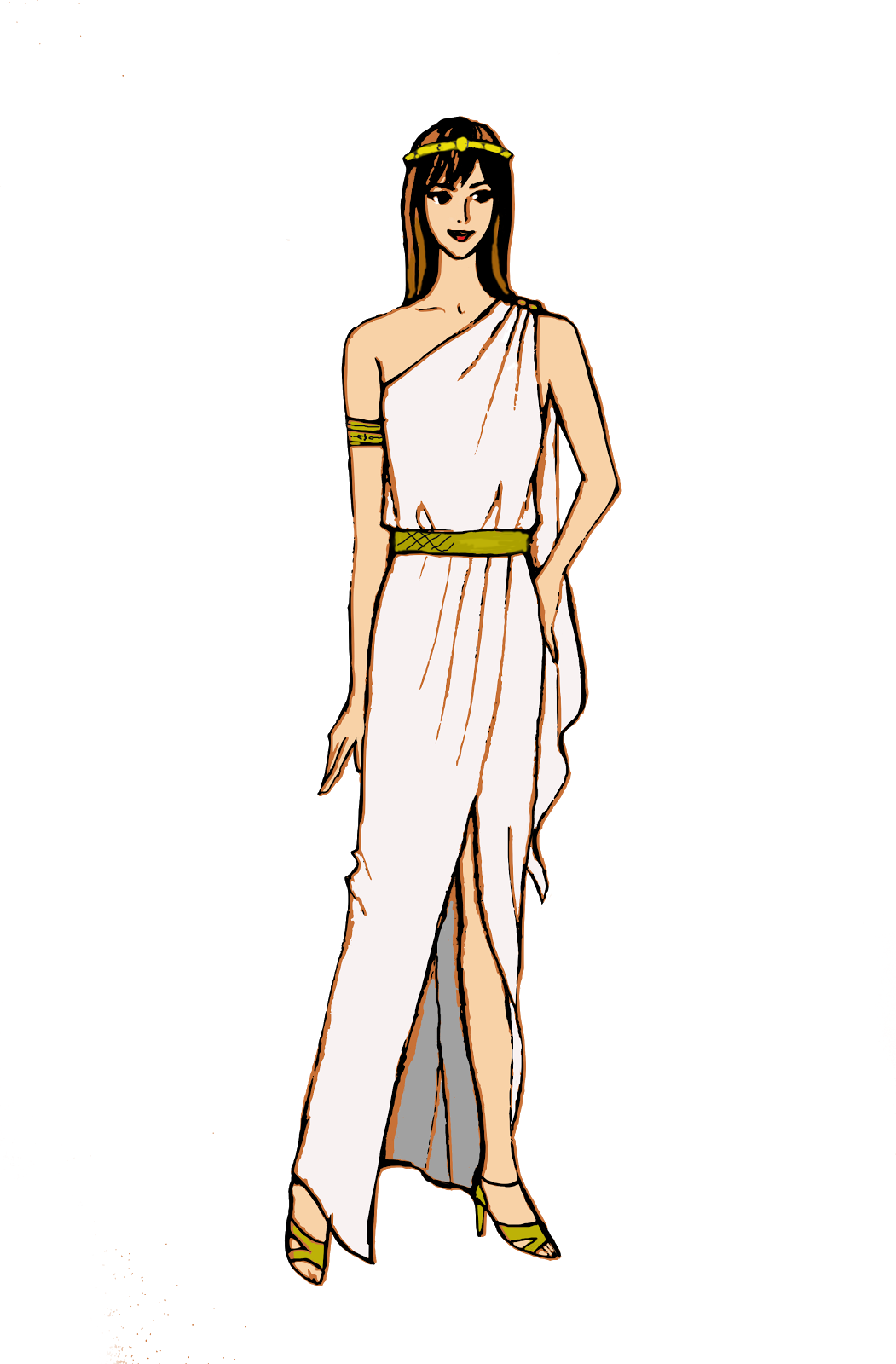 Greek Goddess Costume For Halloween Party Or Prom Night - Sketch Dress Greek (1051x1600), Png Download