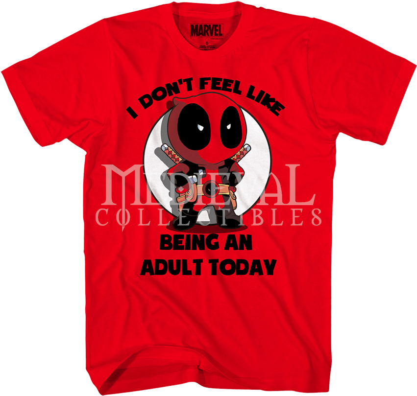 Chibi Deadpool Adults Only T-shirt - T Shirt Deadpool (850x850), Png Download