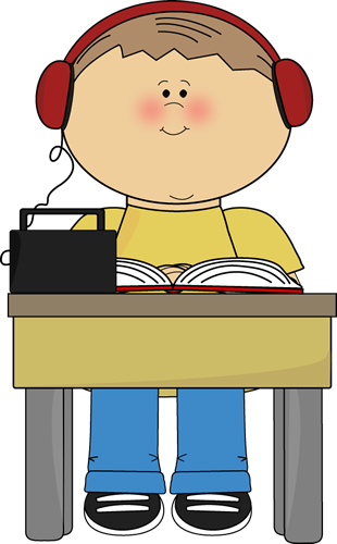 Boy Reading And Listening To Book Clip Art - Sit Down At School (310x500), Png Download