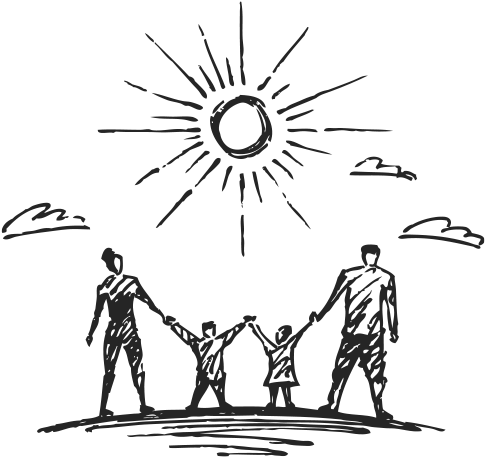 Is Demonstrated By Customers Who Keep Coming Back - Happy Family Sketch (500x500), Png Download