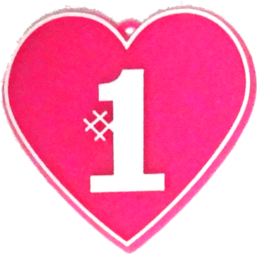 #1 Heart Charm 2″ Hot Pink/white 2 Pc - Heart (450x450), Png Download
