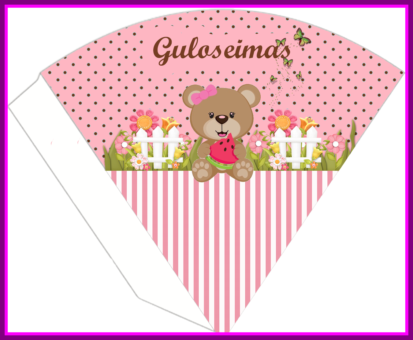 Amazing Cone Para Guloseimas Pequeno Cm Marrom Rosa - Party (1350x1113), Png Download
