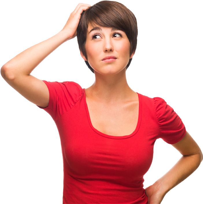 Frequently Asked Questions - Woman Scratching Her Head (731x712), Png Download