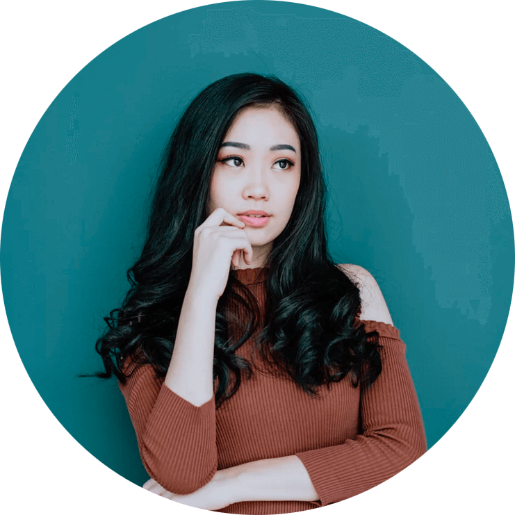 Woman Thinking Of Dental Issue - Thinking Girl (741x741), Png Download