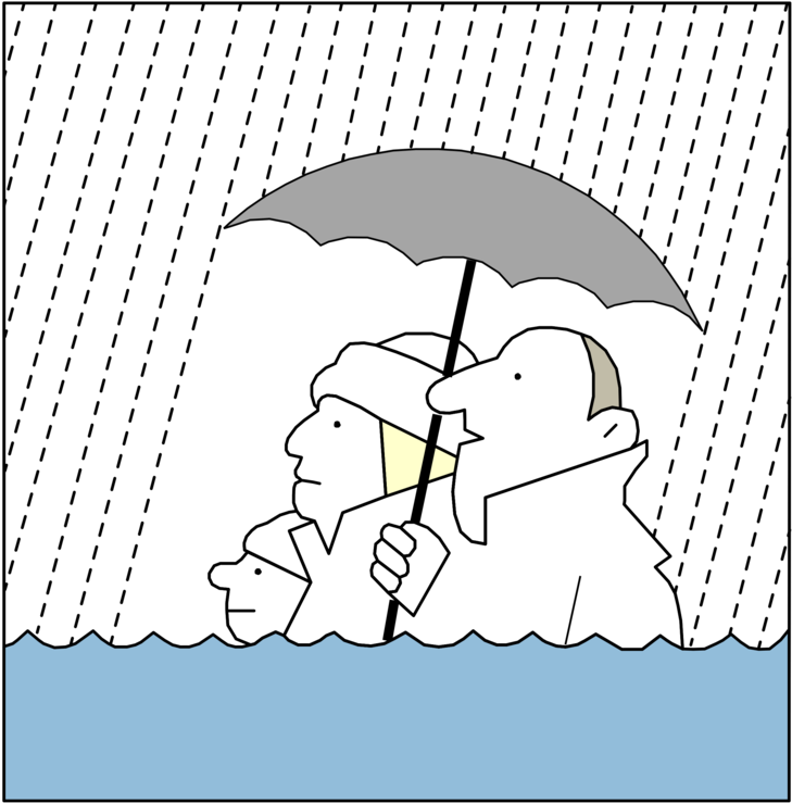 Computer Icons Rain Paper Flood Symbol - Cartoon Floods Black And White (740x750), Png Download