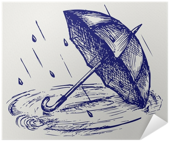 Rain Drops Rippling In Puddle And Umbrella - Drawing Of A Puddle (400x400), Png Download