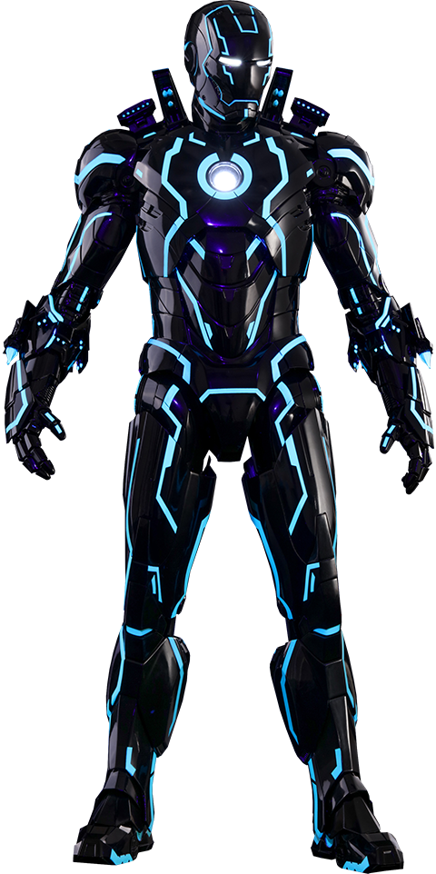 Hot Toys Neon Tech Iron Man Mark Iv Sixth Scale Figure - Iron Man Mark Neon (480x962), Png Download