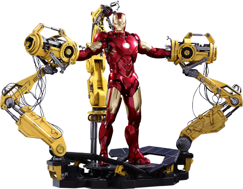 Hot Toys Iron Man Mark Iv With Suit-up Gantry Collectible - Iron Man Diecast (480x373), Png Download