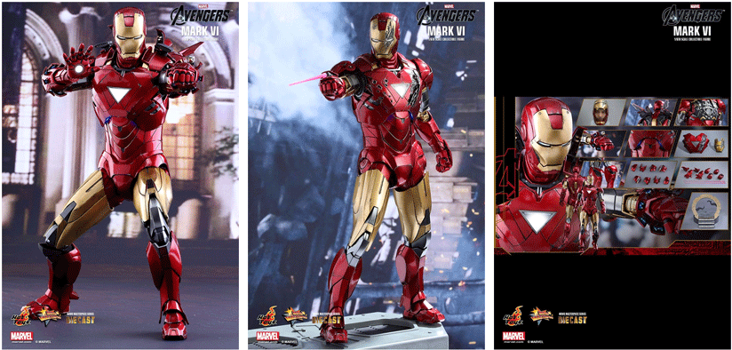 Iron Man Mark Vi 1/6 Scale Action Figure - Iron Man Mark Vi - 1:6 Scale Diecast Figure (1000x399), Png Download