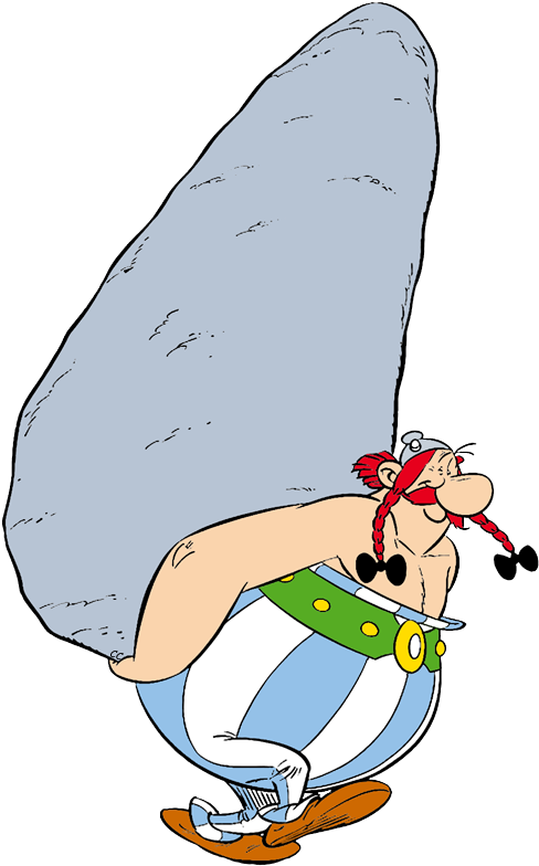 Asterix Asterix Dogmatix Dogmatix Unwrapping Gifted - Obelix Png (500x797), Png Download