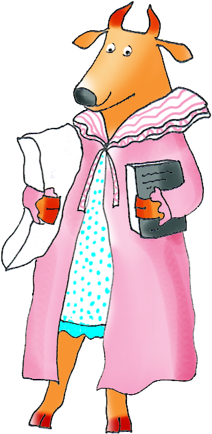 Cartoon Cow Going To Bed - Clip Art (328x655), Png Download