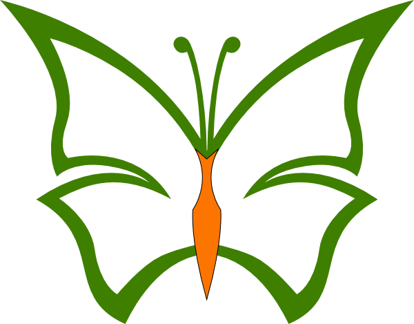 This Free Clipart Png Design Of Green And Orange Butterfly - Butterfly Line Art (600x469), Png Download