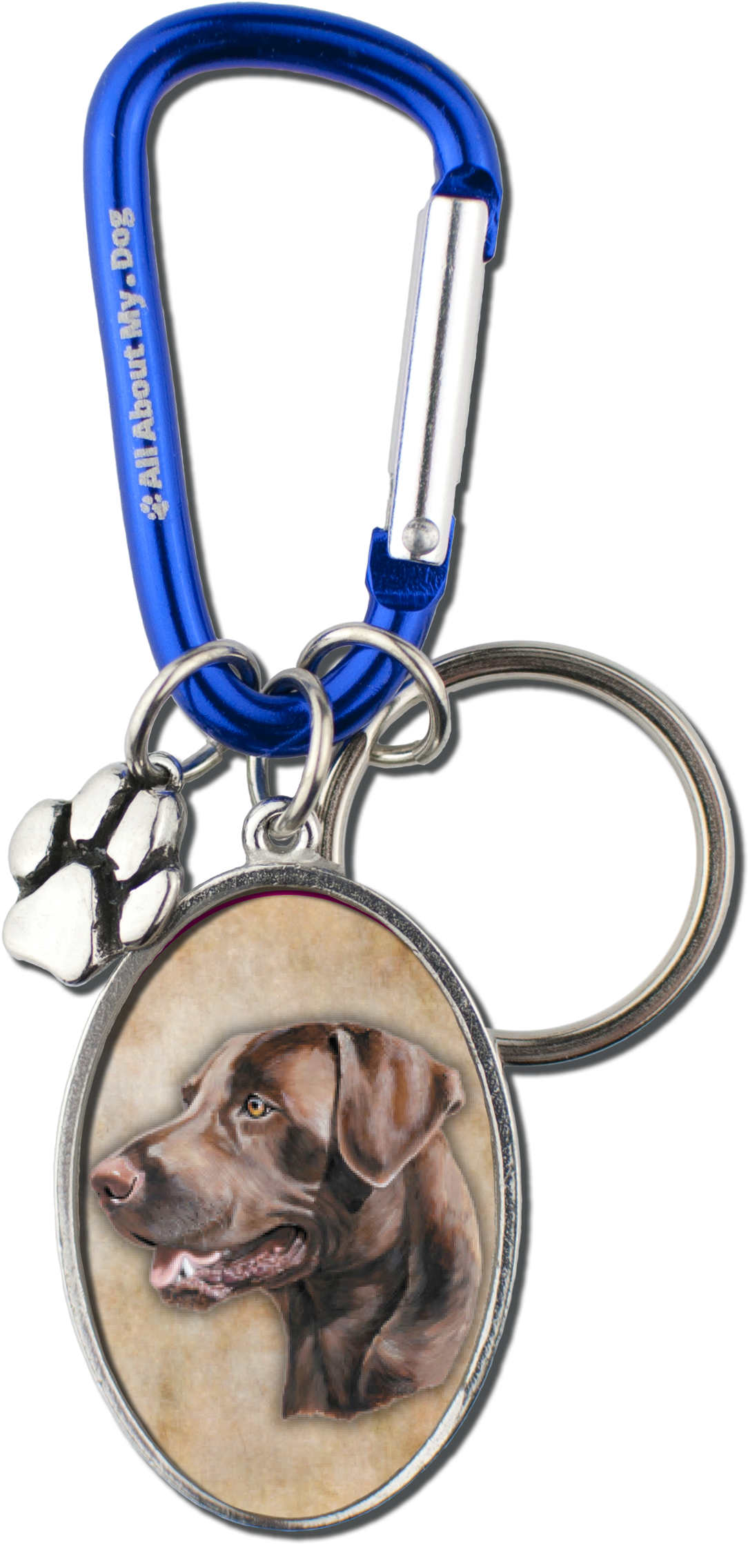 Chocolate Lab Cameo Carabiner Keychain - Labrador Retriever (1446x2657), Png Download