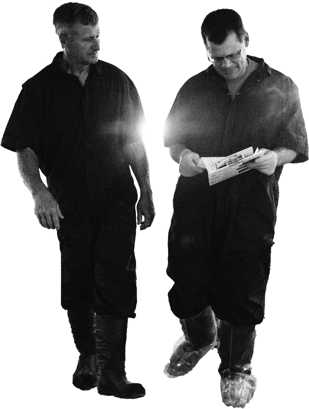 A Black And White Cutout Of Two Middle Aged Men Wearing - Standing (1200x1509), Png Download