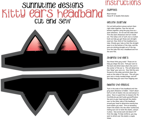 Kitty Ears Cut N Sew Fabric By Sunnytime On Spoonflower (470x403), Png Download