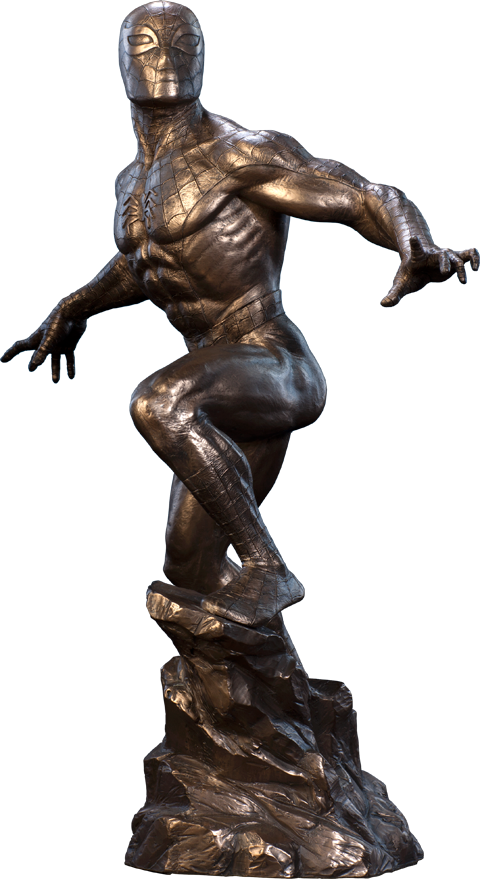 Marvel Sideshow Classics Statue Spider-man - Spider Man Bronze Statue (480x879), Png Download
