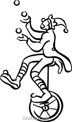 Clown On A Unicycle Royalty Free Vector Clip Art Illustration - Clown On Unicycle Drawing (283x480), Png Download