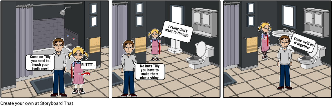 Brushing Teeth - Cartoon (1164x385), Png Download