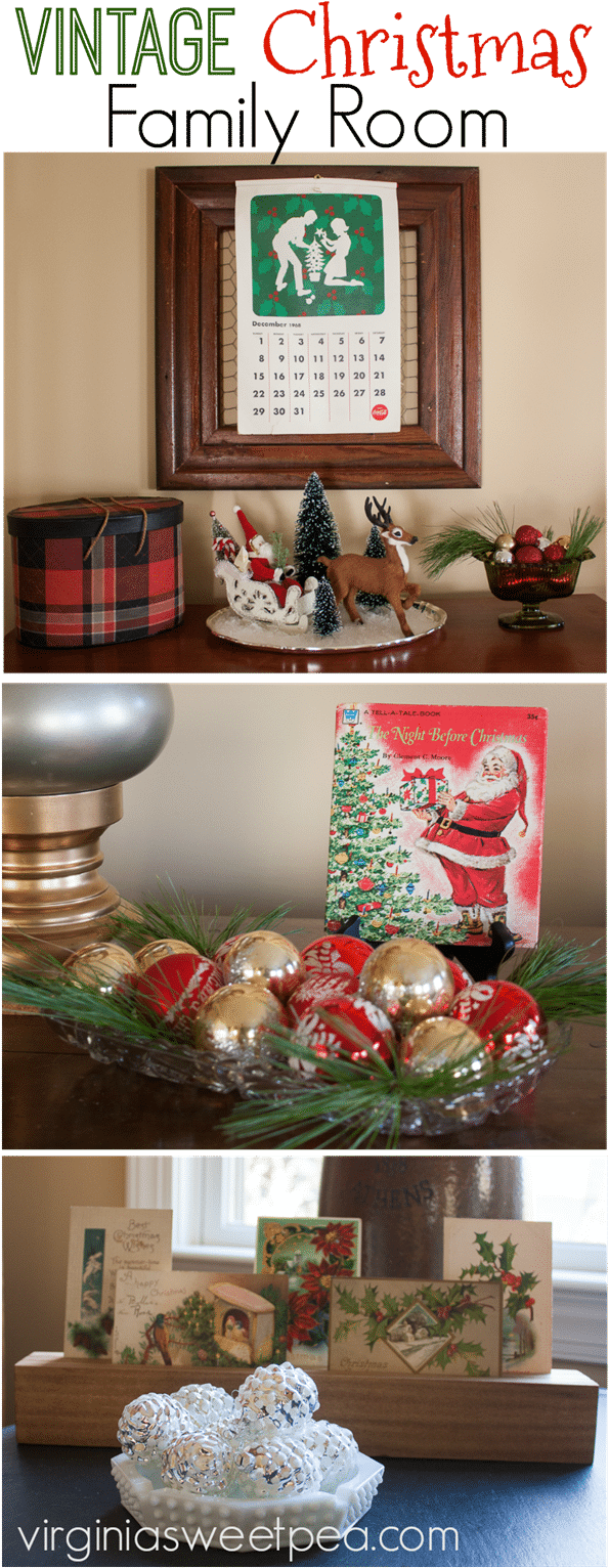 Vintage Christmas In The Family Room - Merry Christmas Wood Tree Bark 4 Inch Christmas Tree (607x1549), Png Download