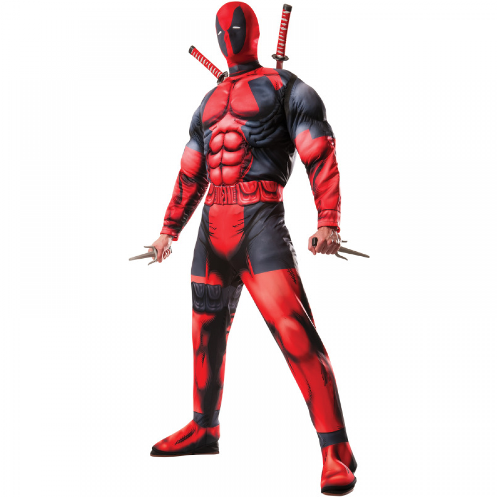 Deadpool Muscle Adult Costume - Rubie's Deadpool Deluxe Adult Costume (1000x1231), Png Download