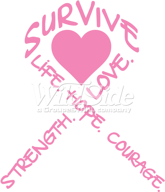 Pink Ribbon - Heart W/words - Cancer Awareness Handbag Pink Ribbon With Hearts To (675x675), Png Download