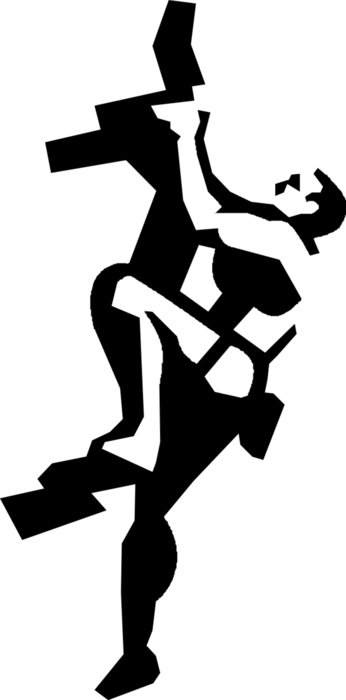 Vector Illustration Of Rock Or Mountain Climber Climbs (346x700), Png Download