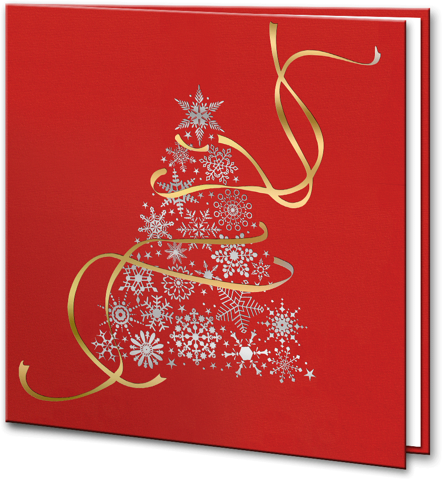 Red Silver And Gold Foil Christmas Tree - Victoria (1020x1020), Png Download