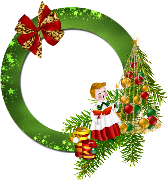 0, - Round Frame Christmas Png (564x600), Png Download