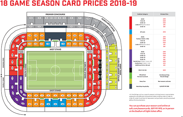 18 Game Plan - Stadium Of Light Seating Plan (600x388), Png Download
