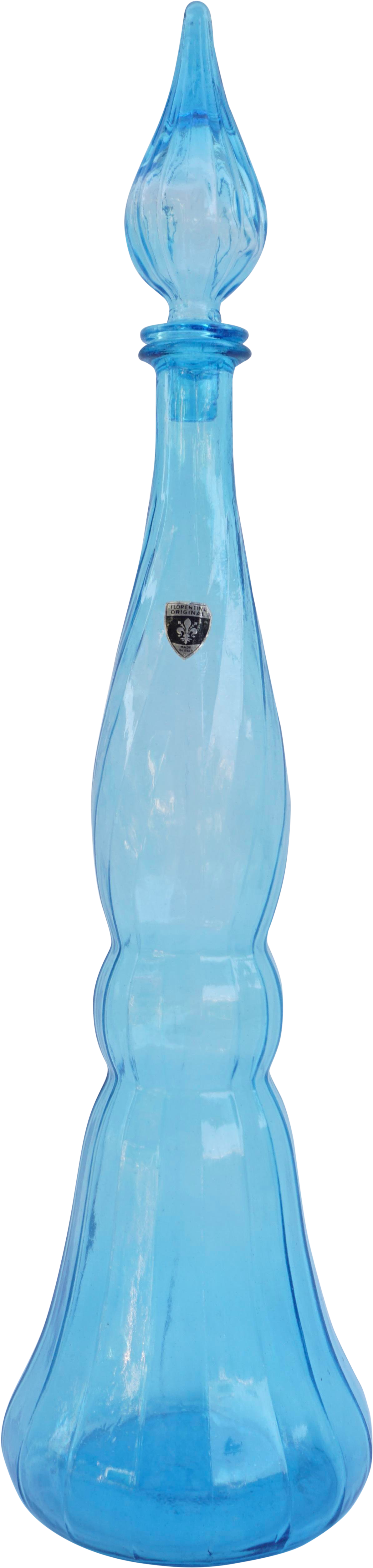 M#century Modern Blue Art Glass Genie Floor Decanter - Decanter (1323x5566), Png Download