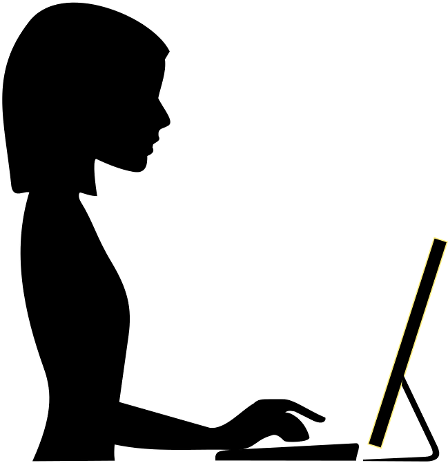 La Silueta De Una Mujer Escribiendo En Un Ordenador - Typing Silhouette (762x800), Png Download