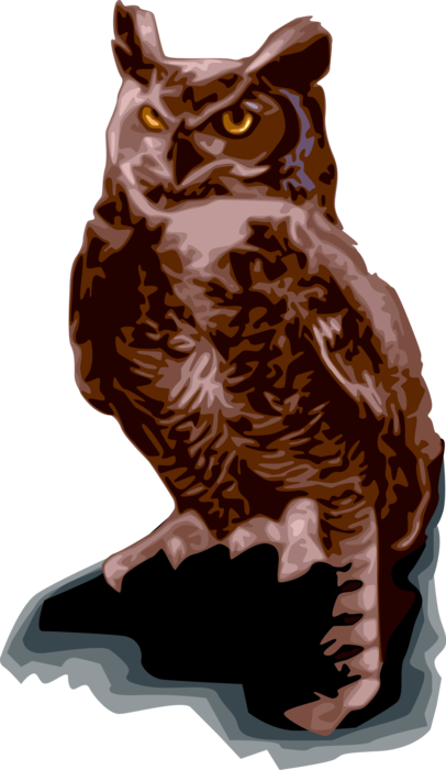 Vector Illustration Of Great Horned Owl Bird - Owls In The Family Chapter 2 (406x700), Png Download