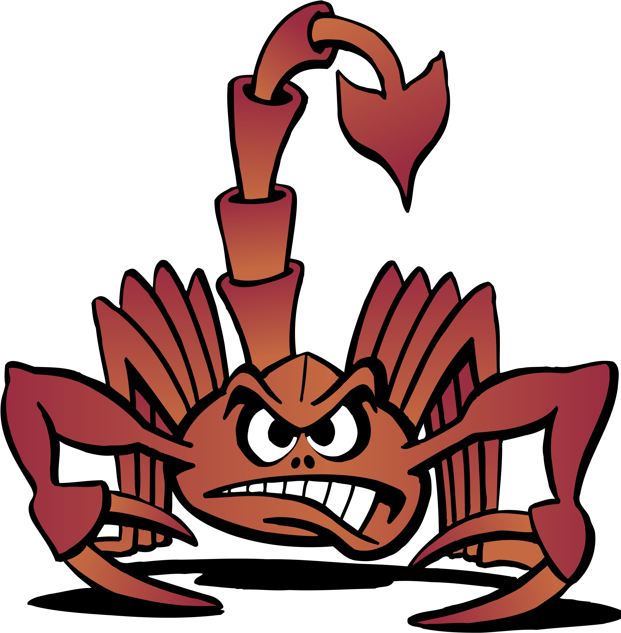 Scorpion Cartoon In Shades Of Rust And Sepia - Scorpion Cartoon (1010x1024), Png Download