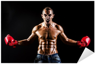 Vinilo Pixerstick Hombre Joven Con Los Guantes De Boxeo - Boxing Glove (400x400), Png Download