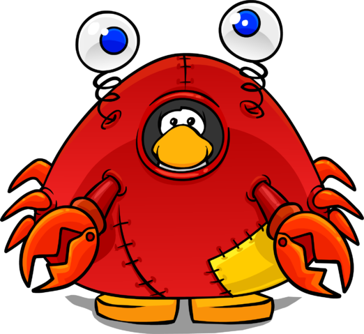 Crab Costume From A Player Card - Club Penguin Crab Suit (522x479), Png Download
