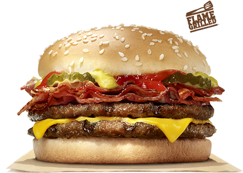 Make Room For Our Bacon Double Cheeseburger, Two Signature - Bacon Double Cheeseburger Deluxe (500x540), Png Download