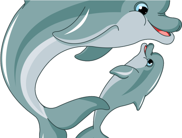 Cartoon Dolphin Clipart - Dolphins Cartoon Clipart (640x480), Png Download
