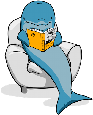 Dolphins Clipart Reading - Dolphin Reading A Book (337x400), Png Download