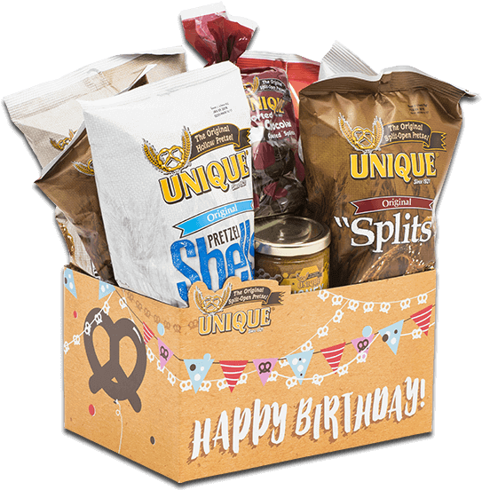 Share - Unique Pretzels Happy Birthday Banners Gift Basket (800x600), Png Download