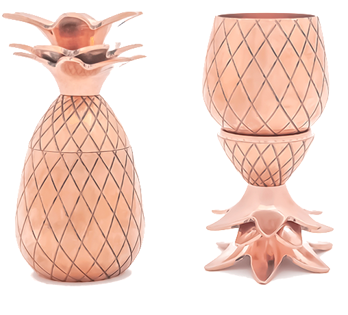 Copper Pineapple Shot Glass - W&p Design Pineapple Shot Glass Set | Silver | (529x663), Png Download